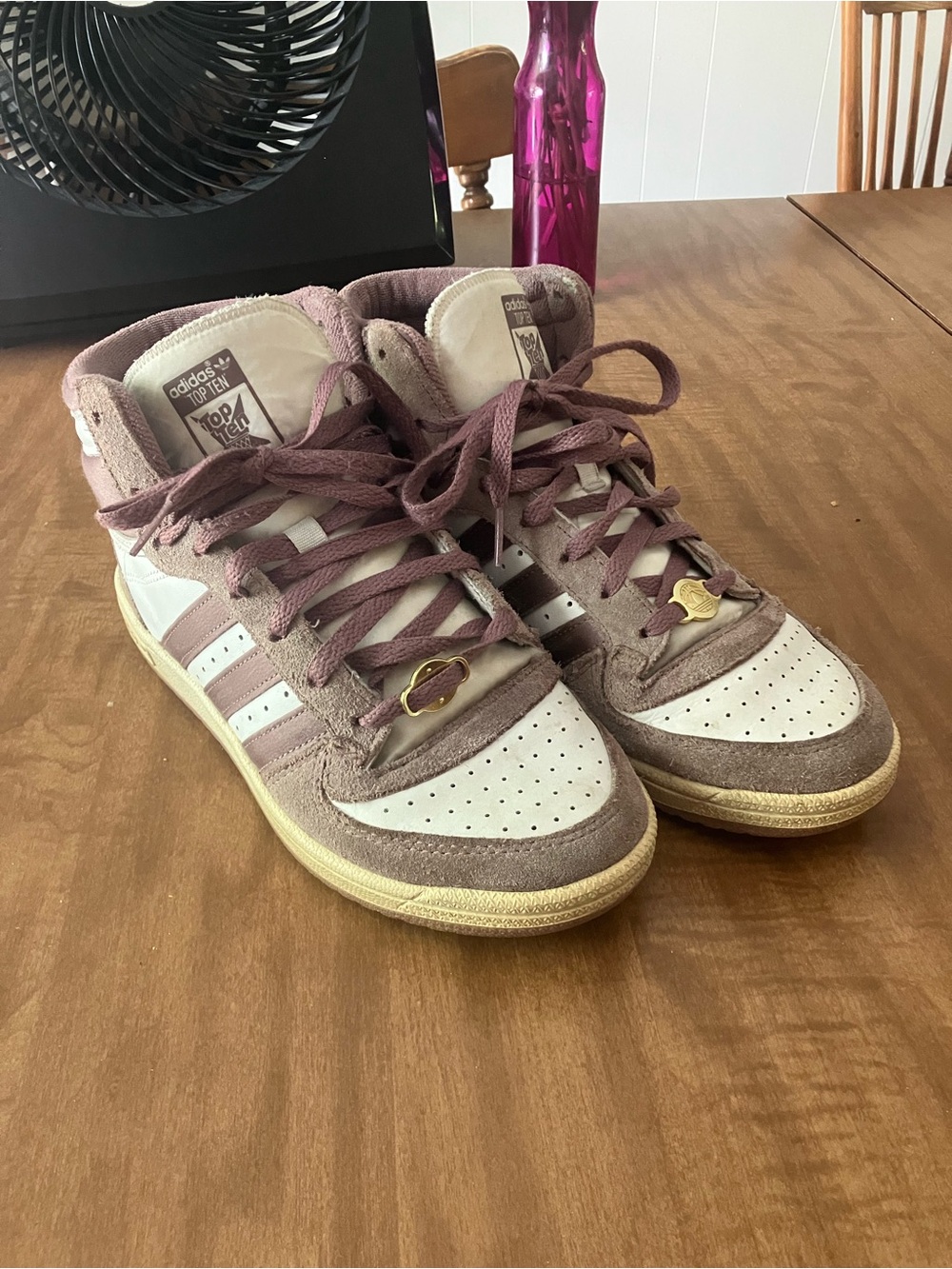 Adidas TOP TEN RB—Women’s High-Top Sneakers in Mauve and White